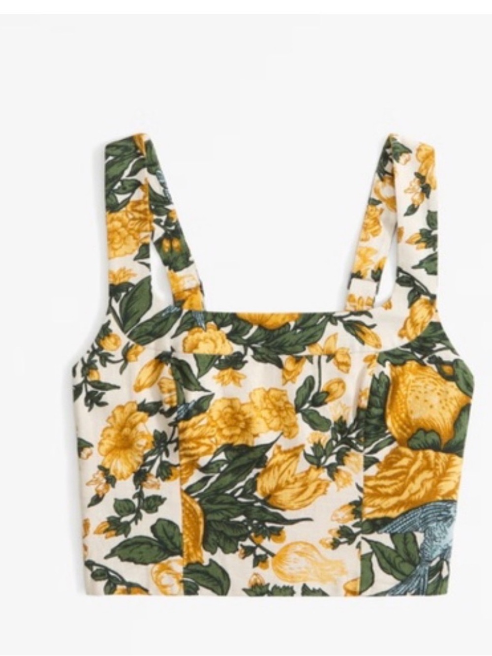 Abercrombie yellow floral square neck crop top
